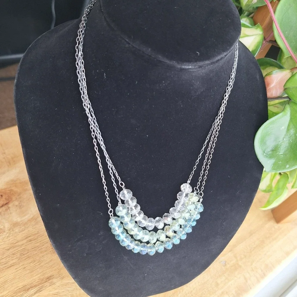 Express Multi‎ Layered Bead Necklace Adjustable Chain Lobster Clasp